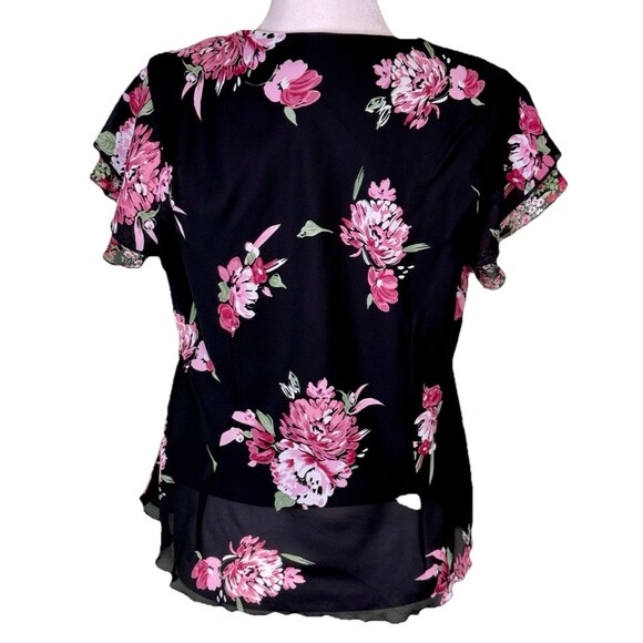 I.N. Studio Women's Floral Chiffon Flutter Sleeve Romantic Office Going Out XL - Picture 2 of 8